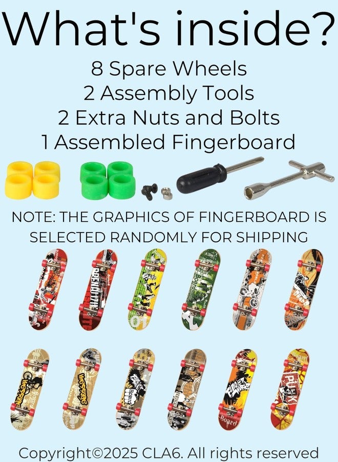 CLA6 Fingerboard Kit | Complimentary Tools, Extra Wheels, Screws and eBook | Durable ABS Deck for Rough Use | Safe Sandpaper Grip Tape | Lightweight Non-Bearing Wheels | - Image 5